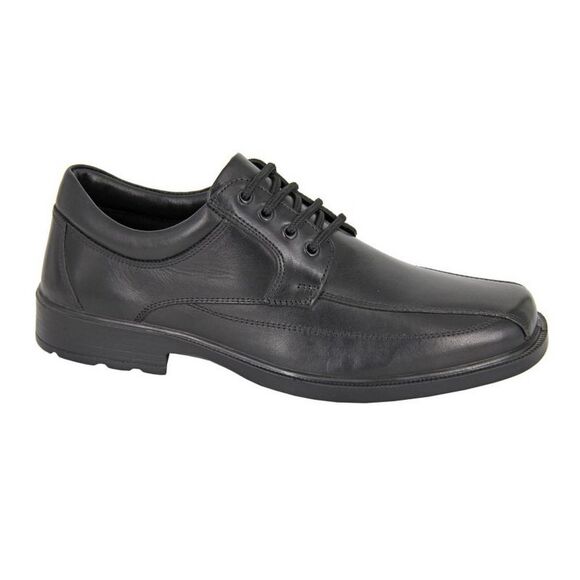 Roamers Mens Leather Lace Up Shoes / Black